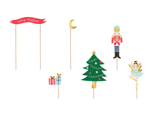 Christmas cake toppers - Nutcracker, 6 pcs.