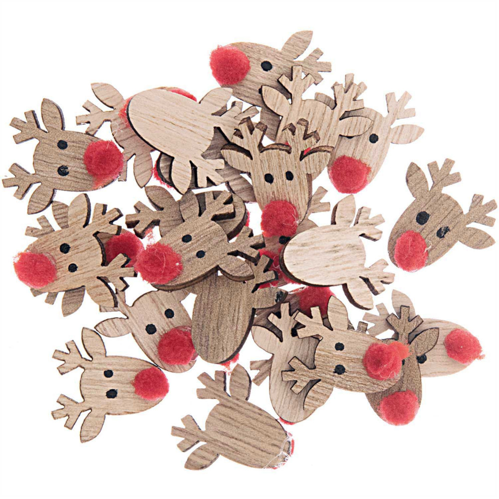 Wooden confetti Reindeers - Rico Design - nature, 2,3 cm, 24 pcs.