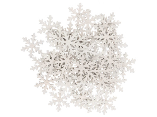 Wooden confetti Snowflakes - Rico Design - white, 2,3 cm, 48 pcs.