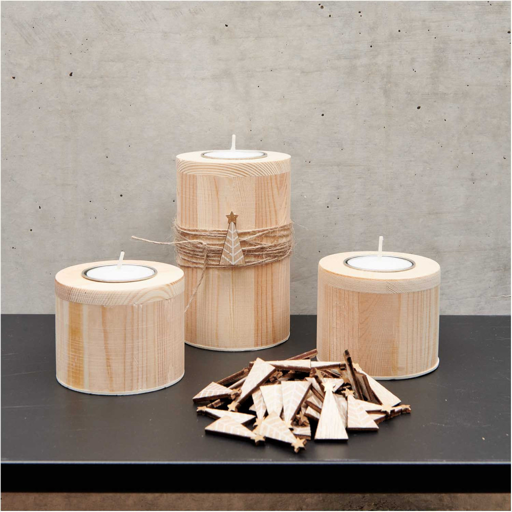 Drewniane konfetti świąteczne - Rico Design - Choinki, naturalne, 48 szt.