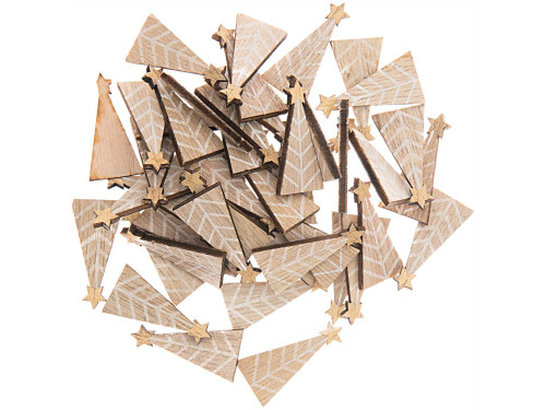 Wooden confetti Christmastree - Rico Design - natural, 3 cm, 48 pcs.