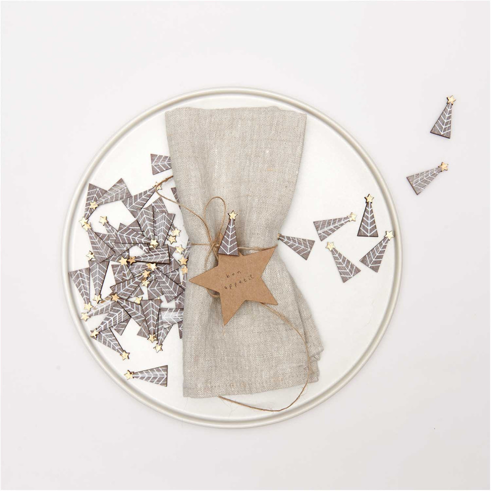 Wooden confetti Christmastree - Rico Design - shabby chic mix, 3 cm, 48 pcs.