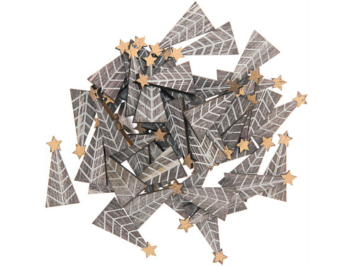 Wooden confetti Christmastree - Rico Design - shabby chic mix, 3 cm, 48 pcs.