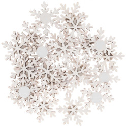 Wooden christmas stickers Snowflakes - Rico Design - white, 24 pcs.