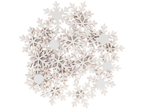 Wooden christmas stickers Snowflakes - Rico Design - white, 24 pcs.