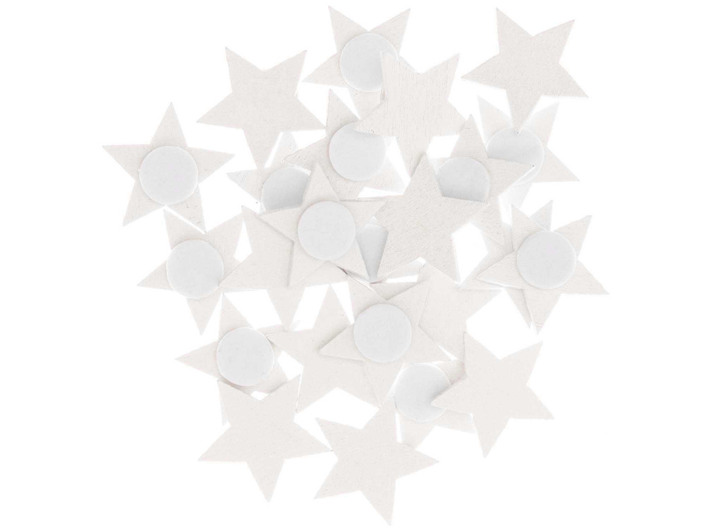 Wooden christmas stickers Stars - Rico Design - white, 24 pcs.