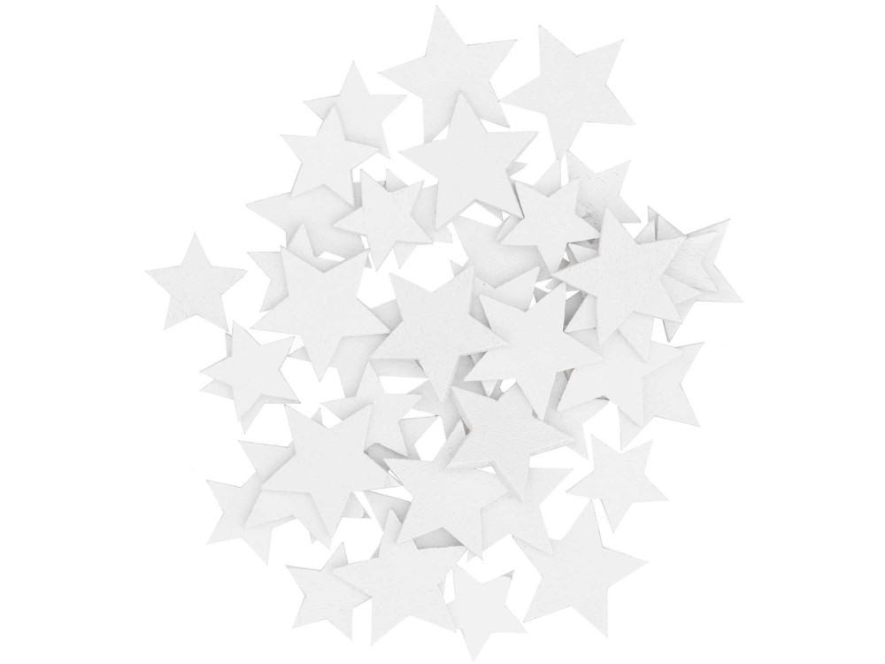 Wooden confetti Stars - Rico Design - white, 2 cm, 48 pcs.