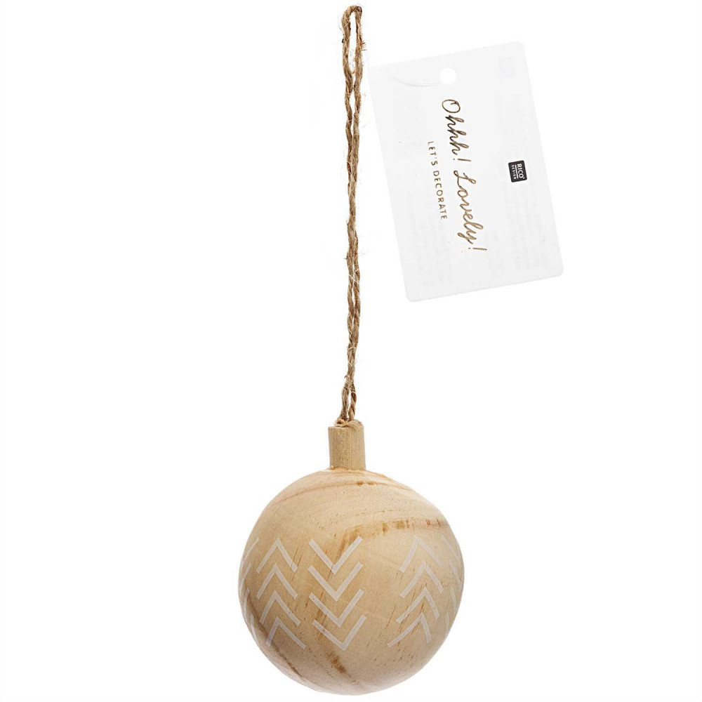 Wooden Christmas pendant Ball patterned - Rico Design - 6 cm