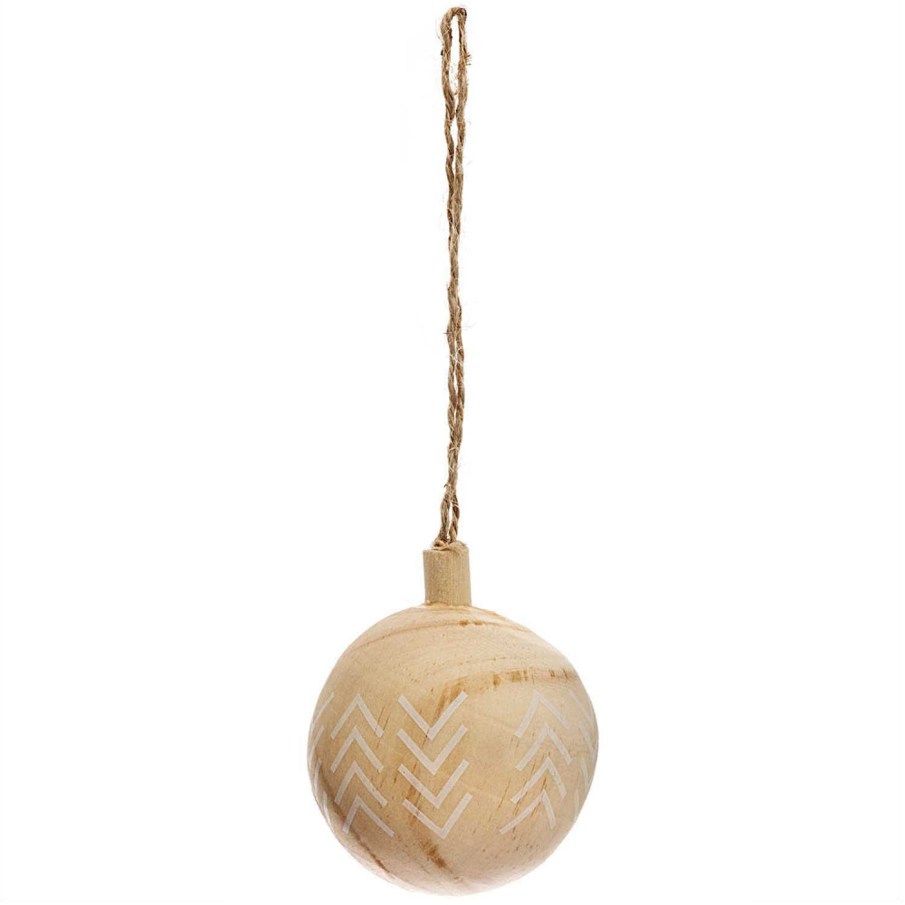 Wooden Christmas pendant Ball patterned - Rico Design - 6 cm
