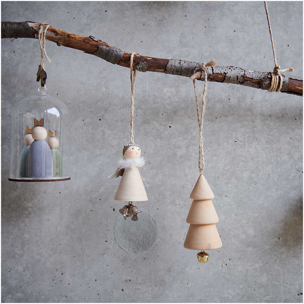 Wooden Christmas pendant Christmastree with bell - Rico Design - 6 cm