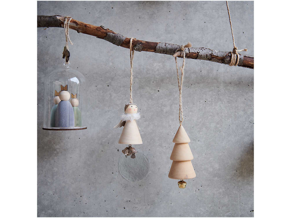 Wooden Christmas pendant Christmastree with bell - Rico Design - 6 cm