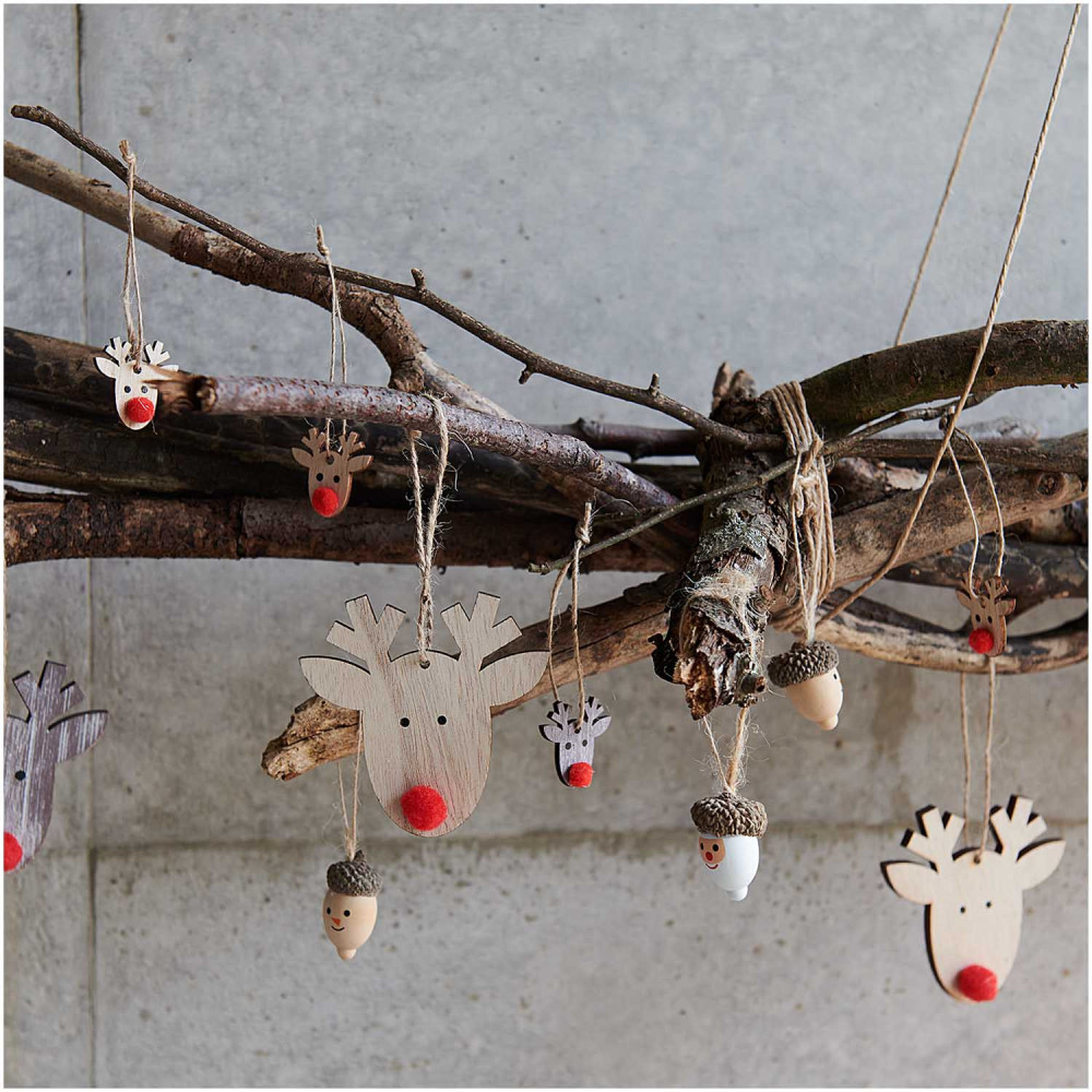 Wooden Christmas pendant Reindeer - Rico Design - 6 pcs.