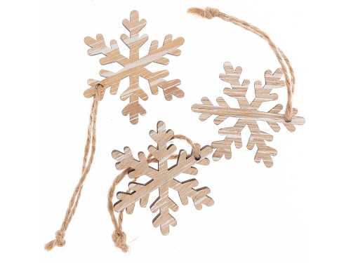 Zawieszki drewniane świąteczne - Rico Design - Śnieżynki, 3 szt.