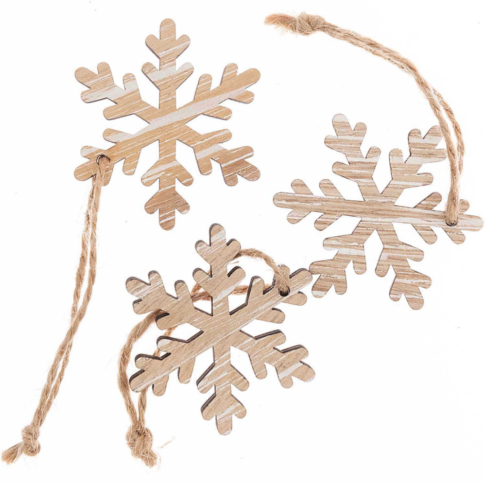 Wooden Christmas pendant Snowflakes- Rico Design - 3 pcs.