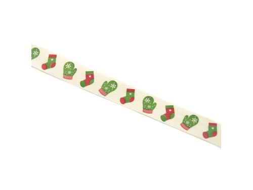Christmas ribbon - socks and gloves, 10 mm, 9 m