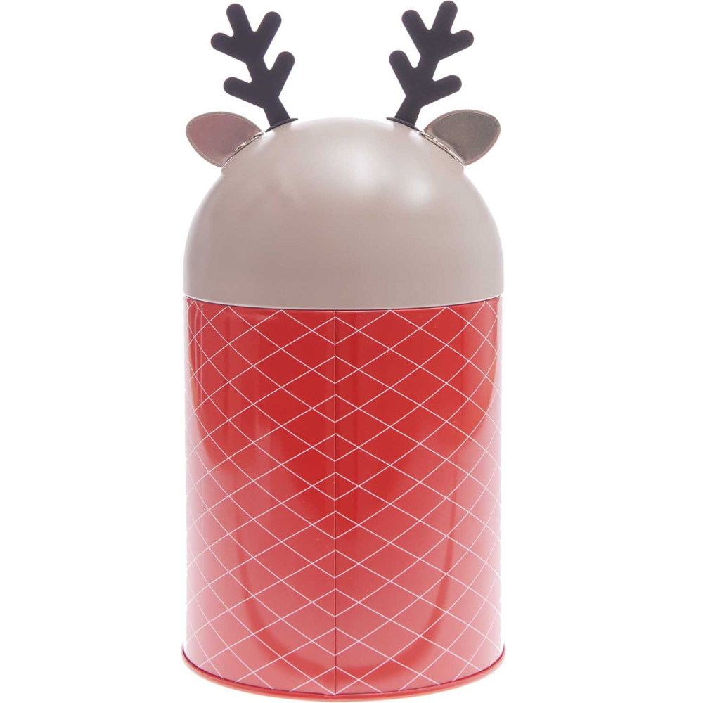 Christmas metal tin, container - Rico Design - Reindeer, 12 x 20.5 cm