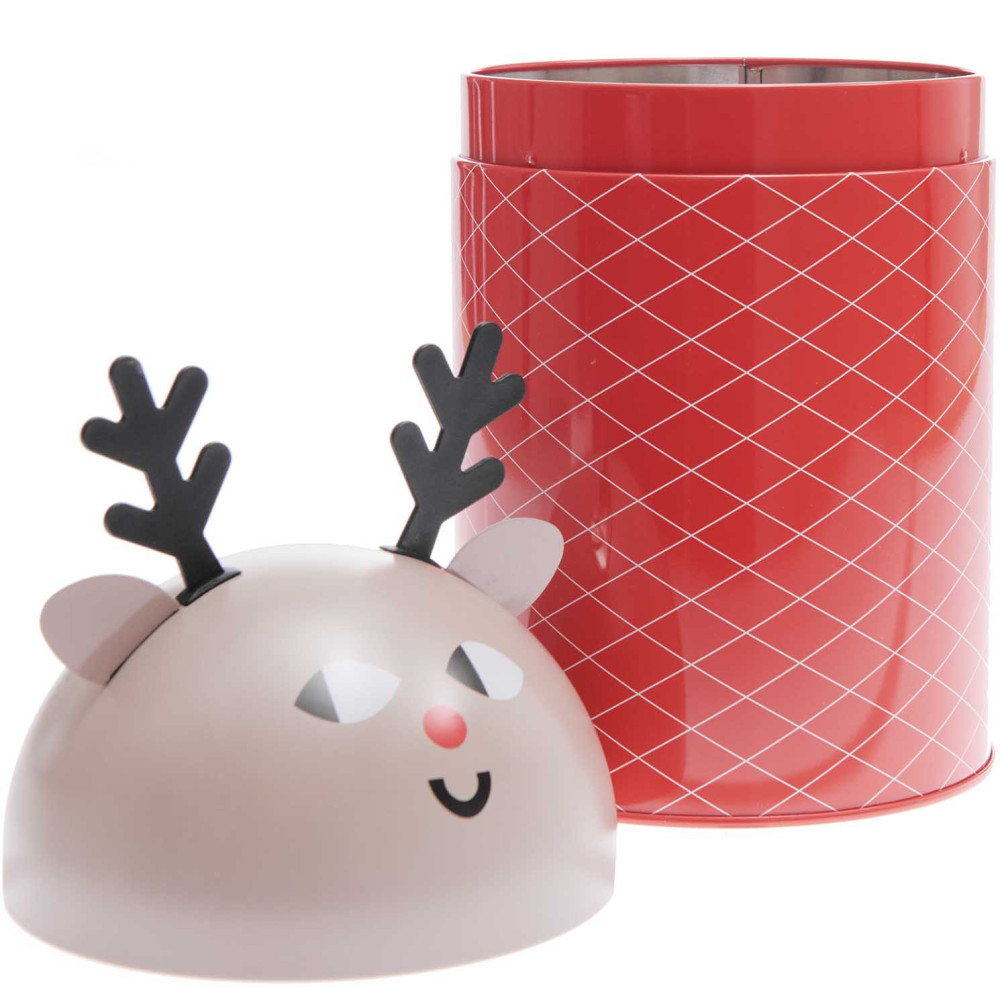 Christmas metal tin, container - Rico Design - Reindeer, 12 x 20.5 cm