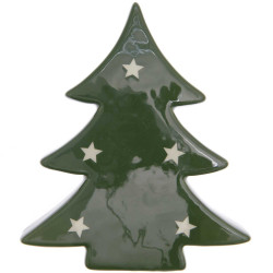 Ceramic Christmas tree with stars - Rico Design - green, 19 cm