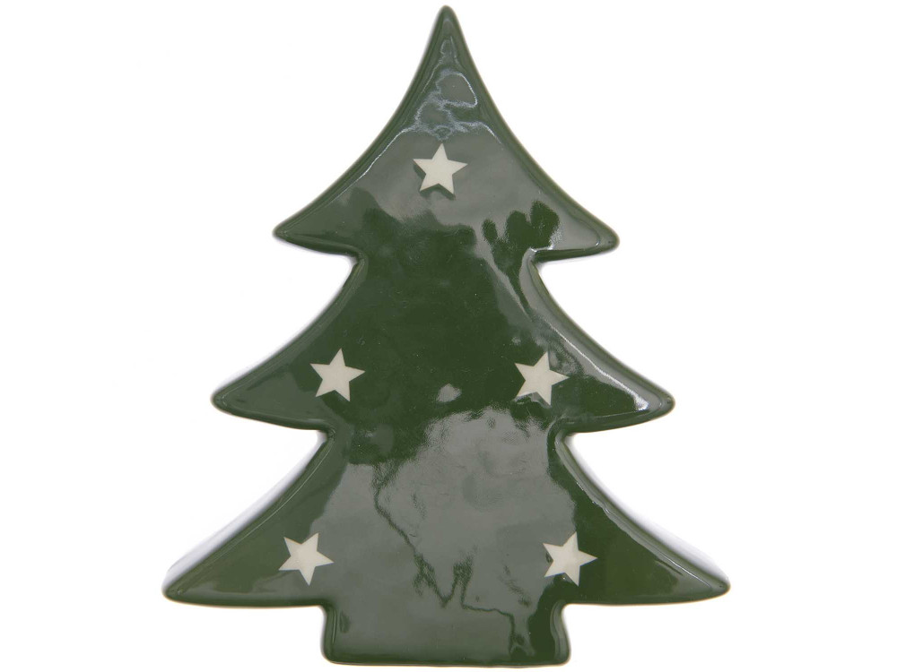 Ceramic Christmas tree with stars - Rico Design - green, 19 cm