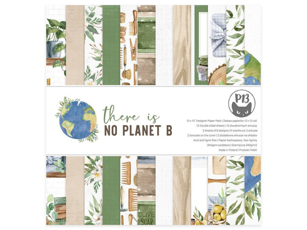 Zestaw papierów do scrapbookingu 30,5 x 30,5 cm - Piątek Trzynastego - There is no Planet B