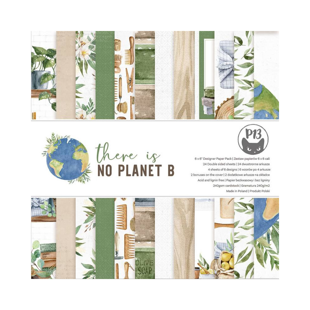 Set of scrapbooking papers 15,3 x 15,3 cm - Piątek Trzynastego - There is no Planet B
