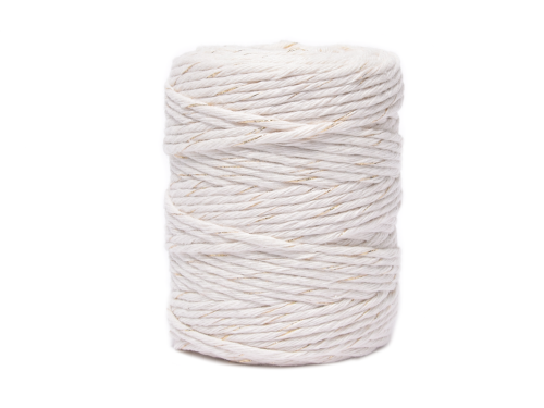 Cotton cord for macrames - natural with gold thread, 3 mm, 100 m