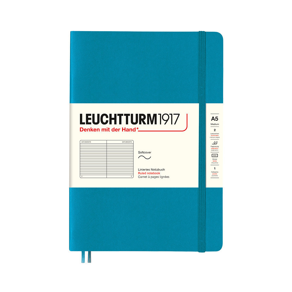 Notatnik Smooth Colours A5 - Leuchtturm1917 - w linie, miękka okładka, Ocean, 80 g/m2