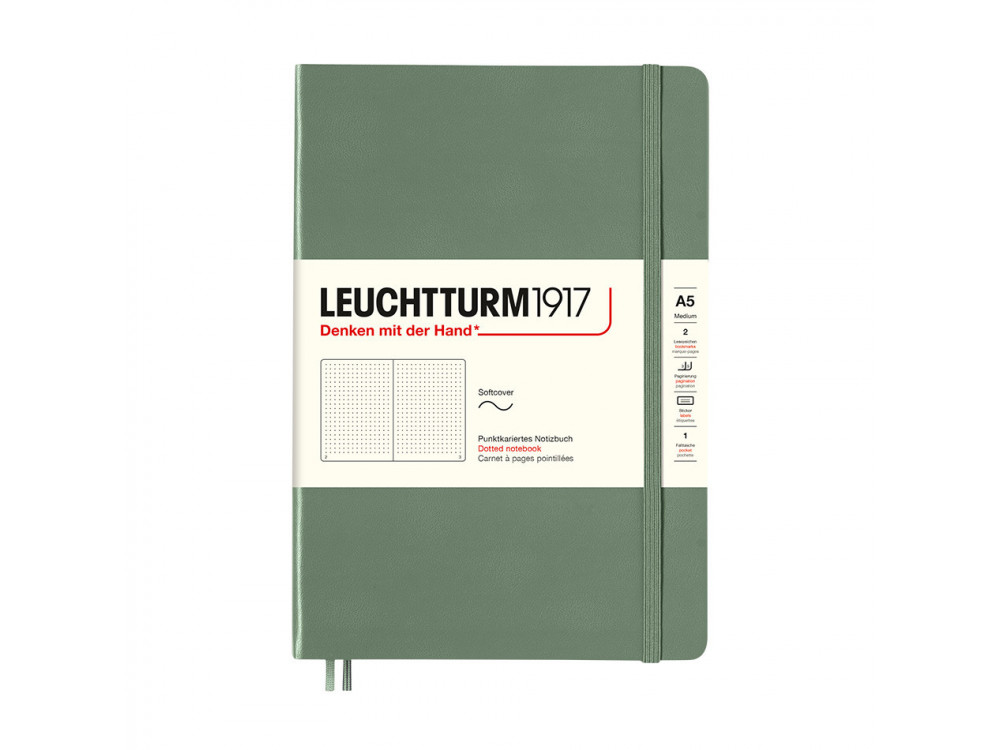 Notatnik Smooth Colours A5 - Leuchtturm1917 - w kropki, miękka okładka, Olive, 80 g/m2