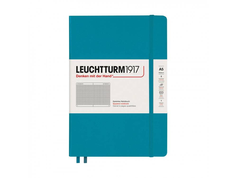Notebook A5 - Leuchtturm1917 - squared, hard covered, Ocean, 80 g/m2