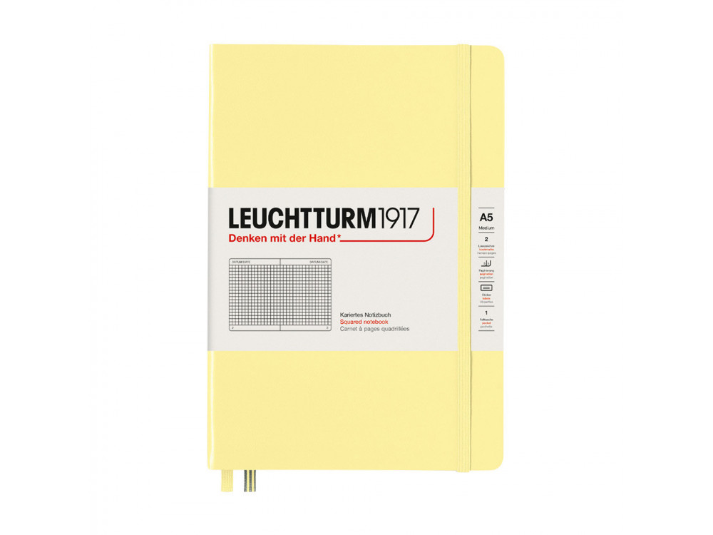 Notebook A5 - Leuchtturm1917 - squared, hard covered, Vanilla, 80 g/m2