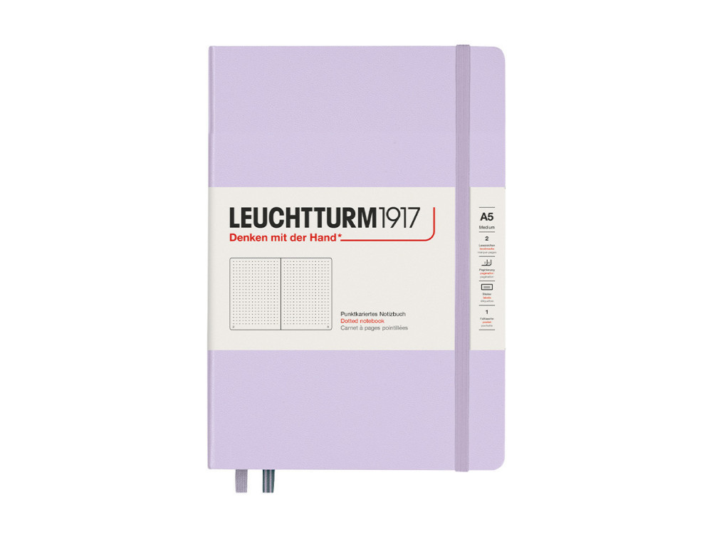Notatnik Smooth Colours A5 - Leuchtturm1917 -  w kropki, twarda okładka, Lilac, 80 g/m2