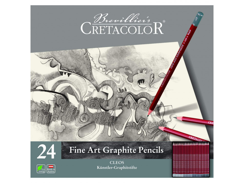 Fine Art Graphite Pencils Cleos in metal box - Cretacolor - 24 pcs.