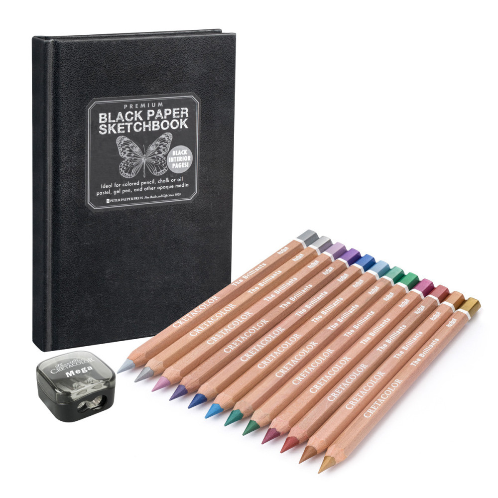 The Brilliants Metallic Drawing Set with sketchbook - Cretacolor - 12 colors