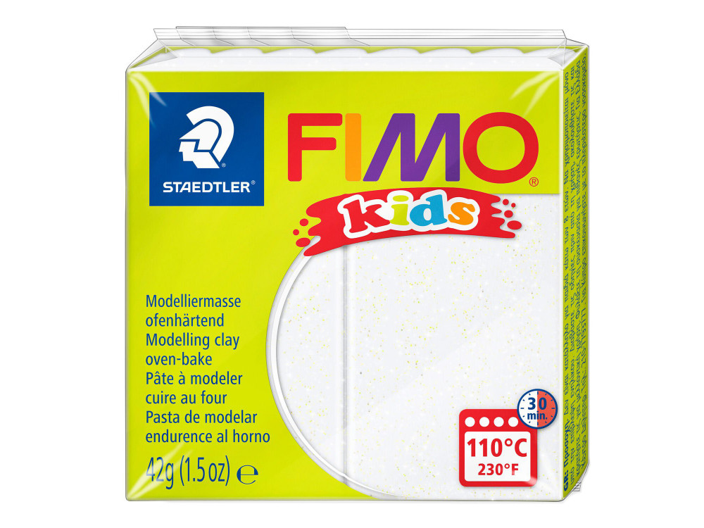 Masa termoutwardzalna Fimo Kids - Staedtler - biała brokatowa, 42 g