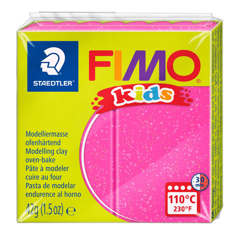 Masa termoutwardzalna Fimo Kids - Staedtler - fuksja brokatowa, 42 g