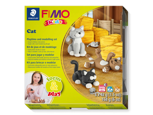 Form & Play Fimo Kids modelling clay set - Staedtler - Cat, 4 x 42 g