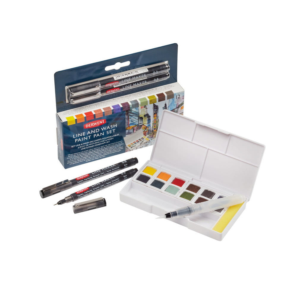 Line & Wash Paint Pan Set - Derwent - 12 colors