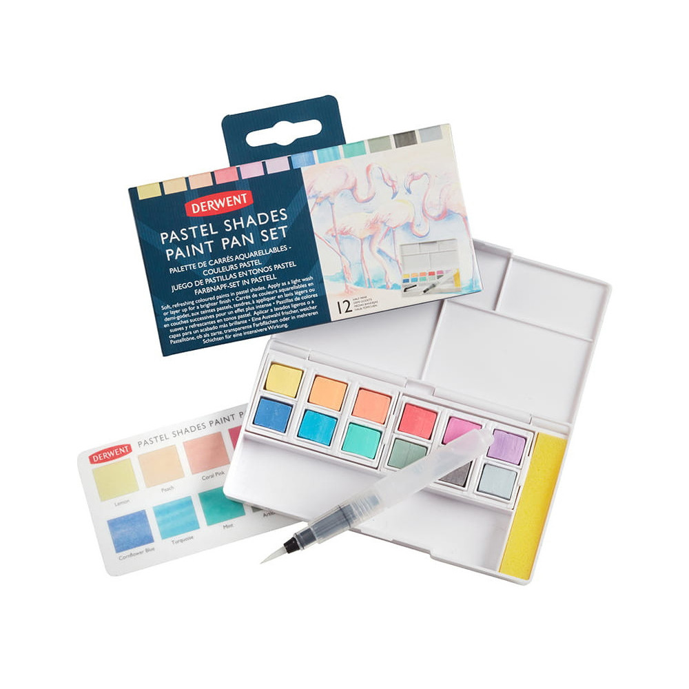 Pastel Shades Paint Pan Set - Derwent - 12 colors