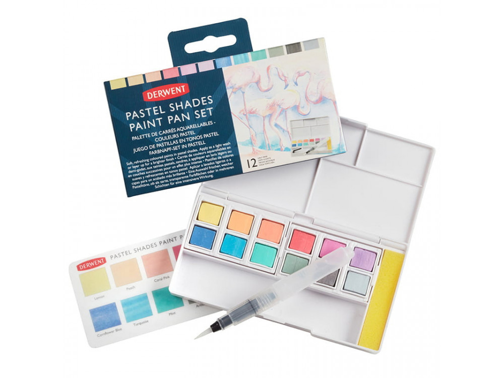 Zestaw farb akwarelowych Pastel Shades Paint Pan Set - Derwent - 12 kolorów
