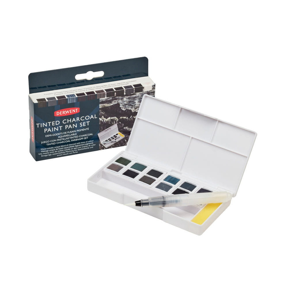 Tinted Charcoal Paint Pan Set - Derwent - 12 colors