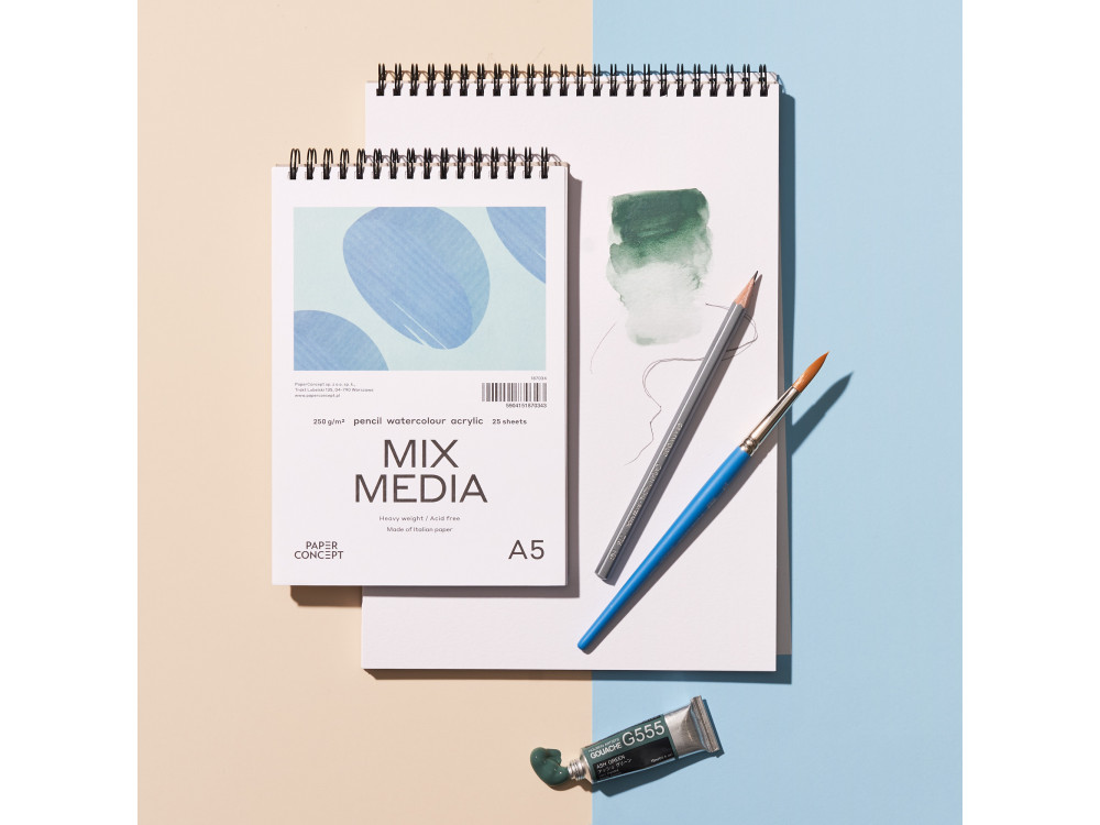 Blok uniwersalny Mix Media na spirali - PaperConcept - medium grain, A5, 250 g, 25 ark.