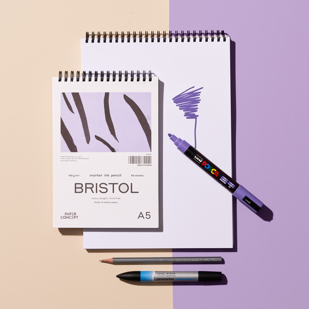 Bristol, extra smooth cardboard for ink, felt-tip pens, solvents