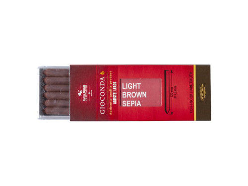 Auto-feed mechanical pencil lead refills Gioconda - Koh-I-Noor - light sepia, 5,6 mm, 6 pcs