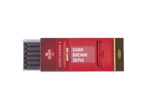 Auto-feed mechanical pencil lead refills Gioconda - Koh-I-Noor - dark sepia, 5,6 mm, 6 pcs