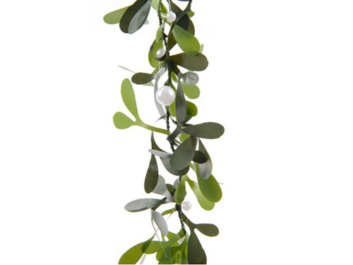 Mistletoe Christmas garland with beads - green, 5 cm x 1,5 m