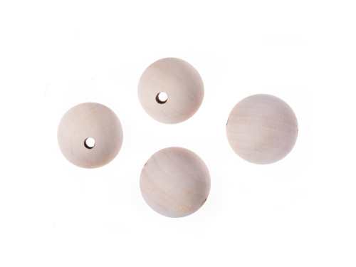 Koraliki, kulki drewniane - DpCraft - naturalne, 4 cm, 4 szt.