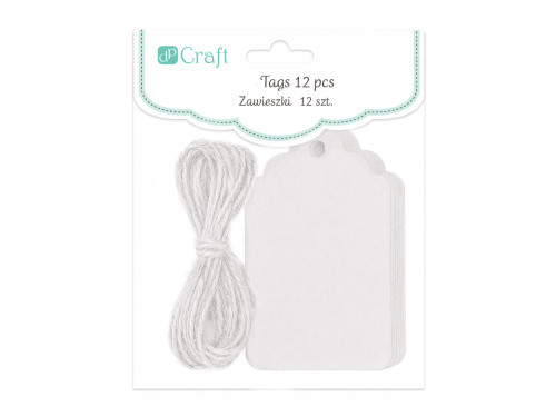 Craft tags with string Signboard - DpCraft - white, 12 pcs