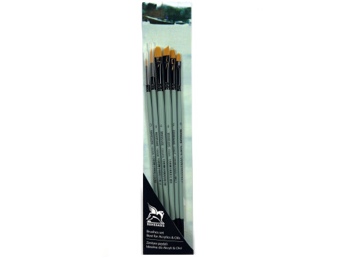 Set of synthetic brushes - Renesans - short handle, 6 pcs