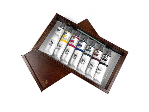 Zestaw farb olejnych Olej for Art w drewnianej kasetce - Renesans - 7 kolorów x 60 ml
