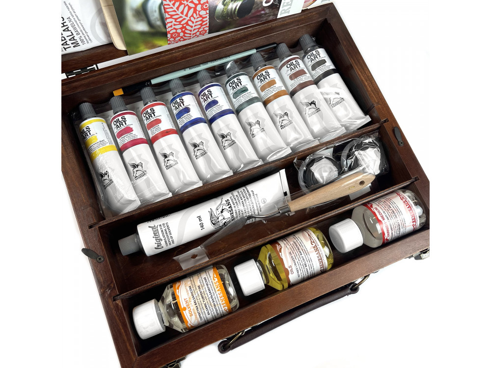 Set of Oils for Art oil paints in wooden case - Renesans - 9 colors x 60 ml